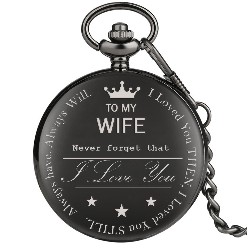 "To My Wife" Pocket Watch with Engraved Message