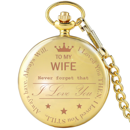 "To My Wife" Pocket Watch with Engraved Message