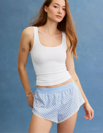 | Blu a righe con pois